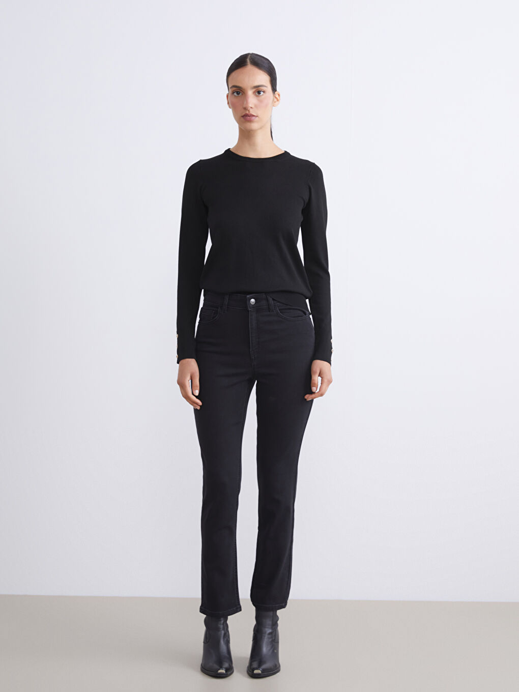 Дънки Slim Fit За Жени С Вътрешен Мек Хастар-1