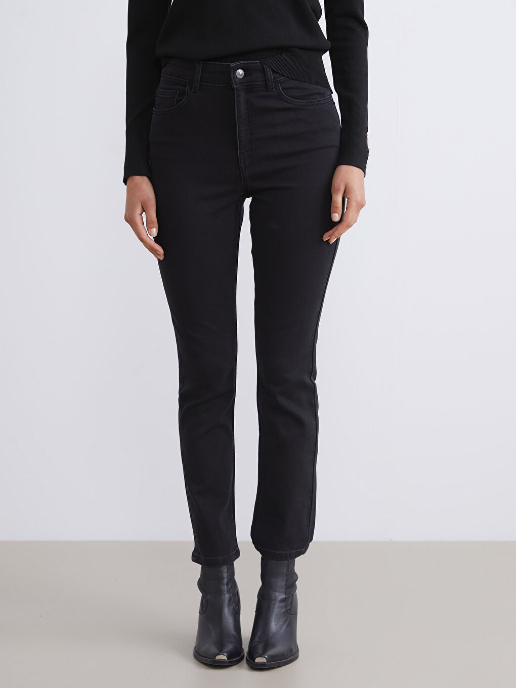 Дънки Slim Fit За Жени С Вътрешен Мек Хастар-4