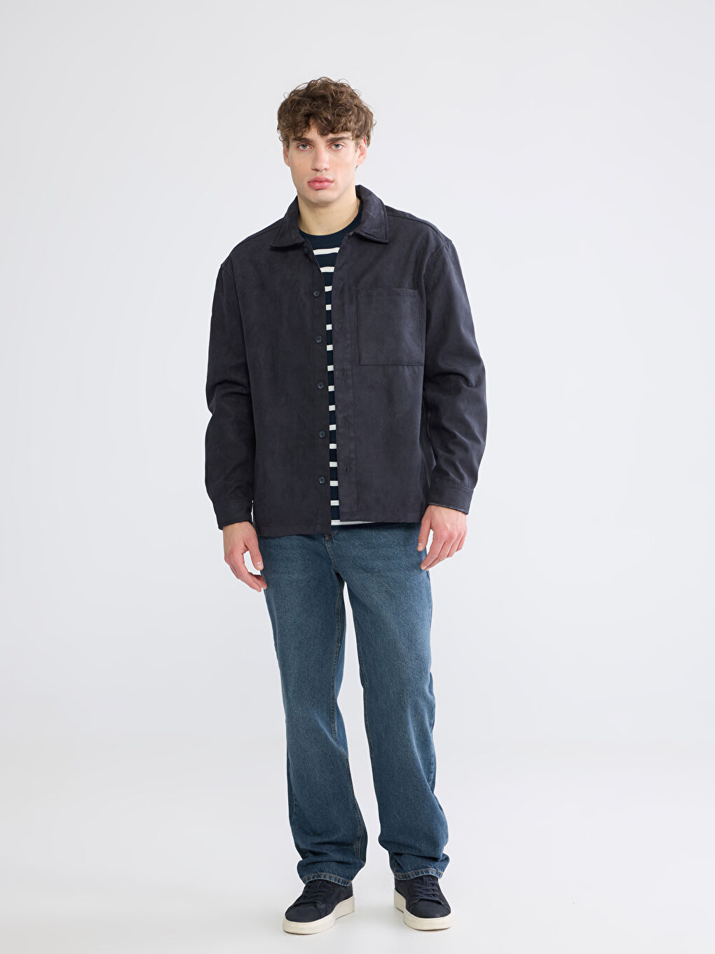 Antrasit Rahat Kalıp Erkek Gömlek Ceket-1