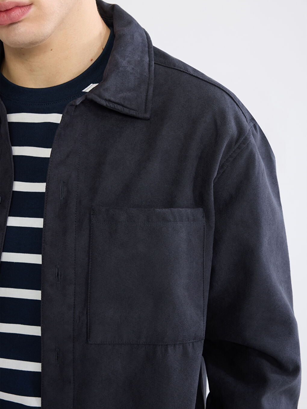 Antrasit Rahat Kalıp Erkek Gömlek Ceket-2