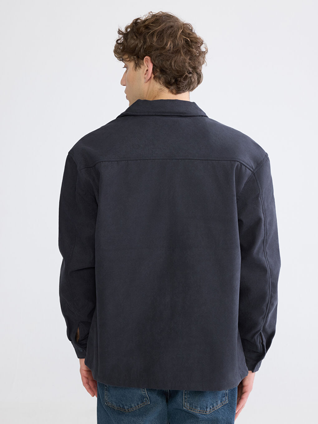 Antrasit Rahat Kalıp Erkek Gömlek Ceket-3