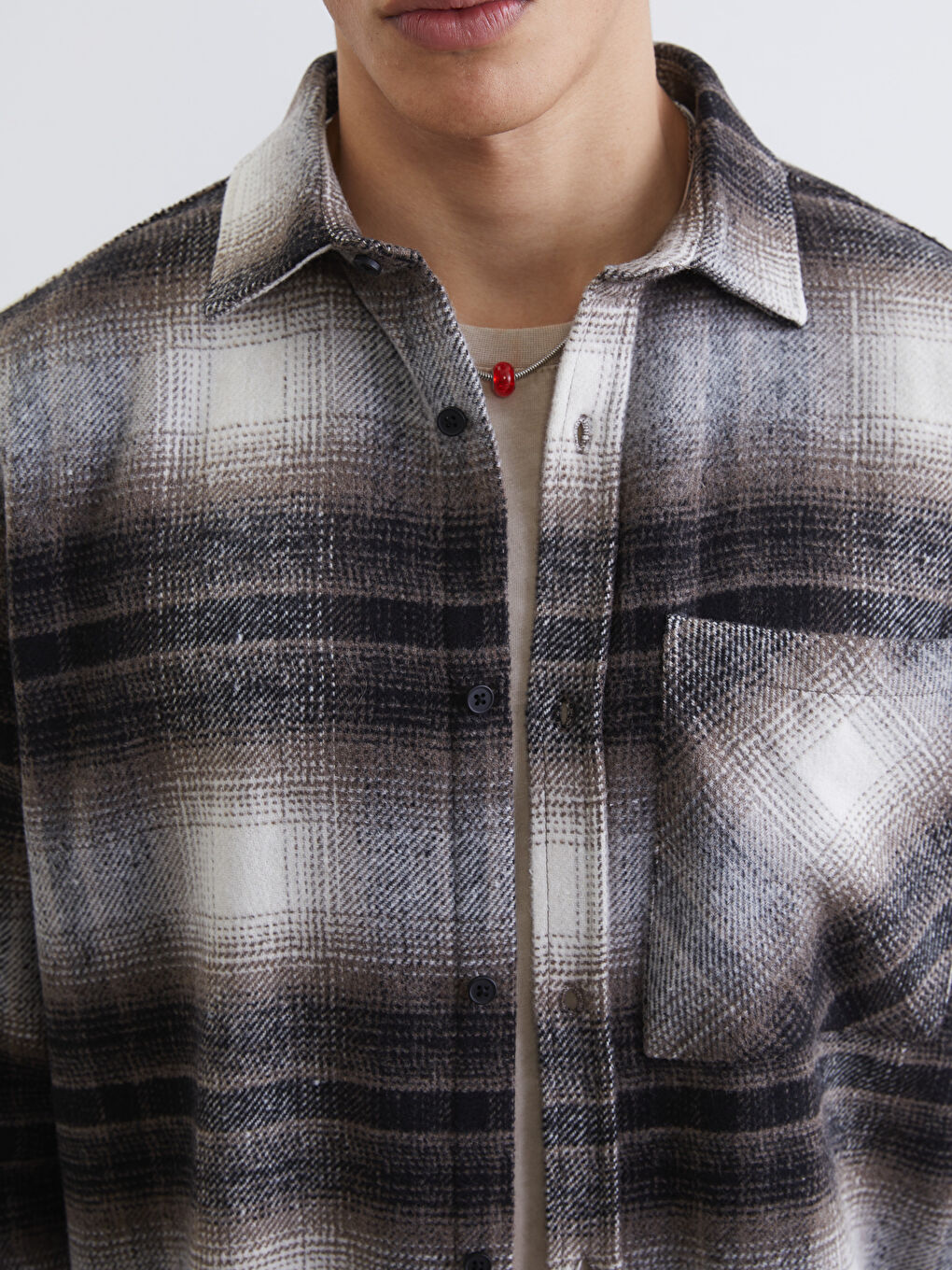 Relaxed Fit Long Sleeve Plaid Men's Flannel Shirt-2