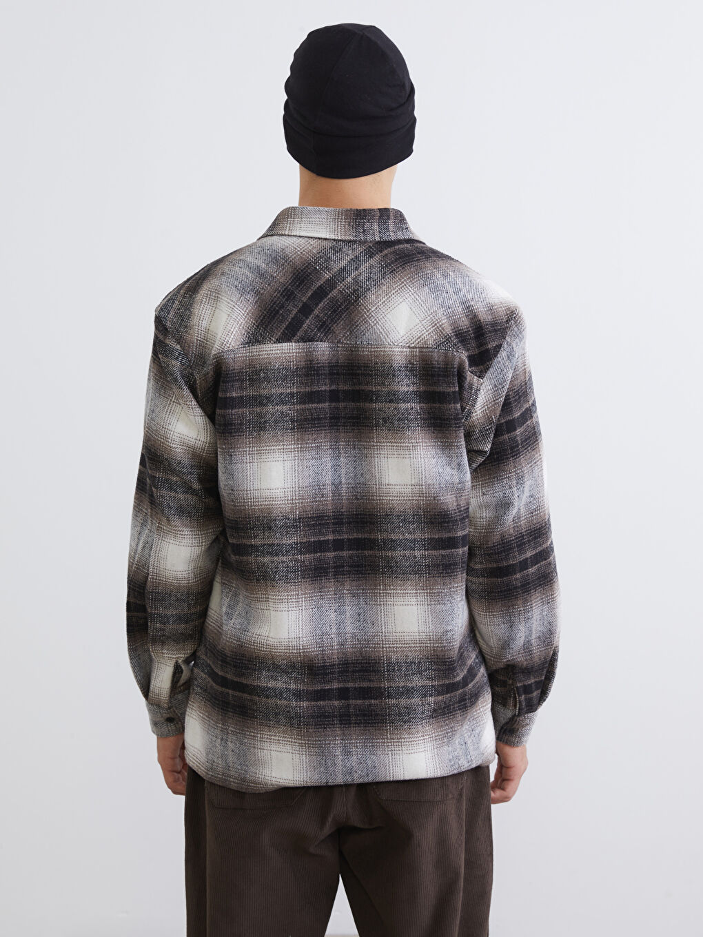 Relaxed Fit Long Sleeve Plaid Men's Flannel Shirt-3