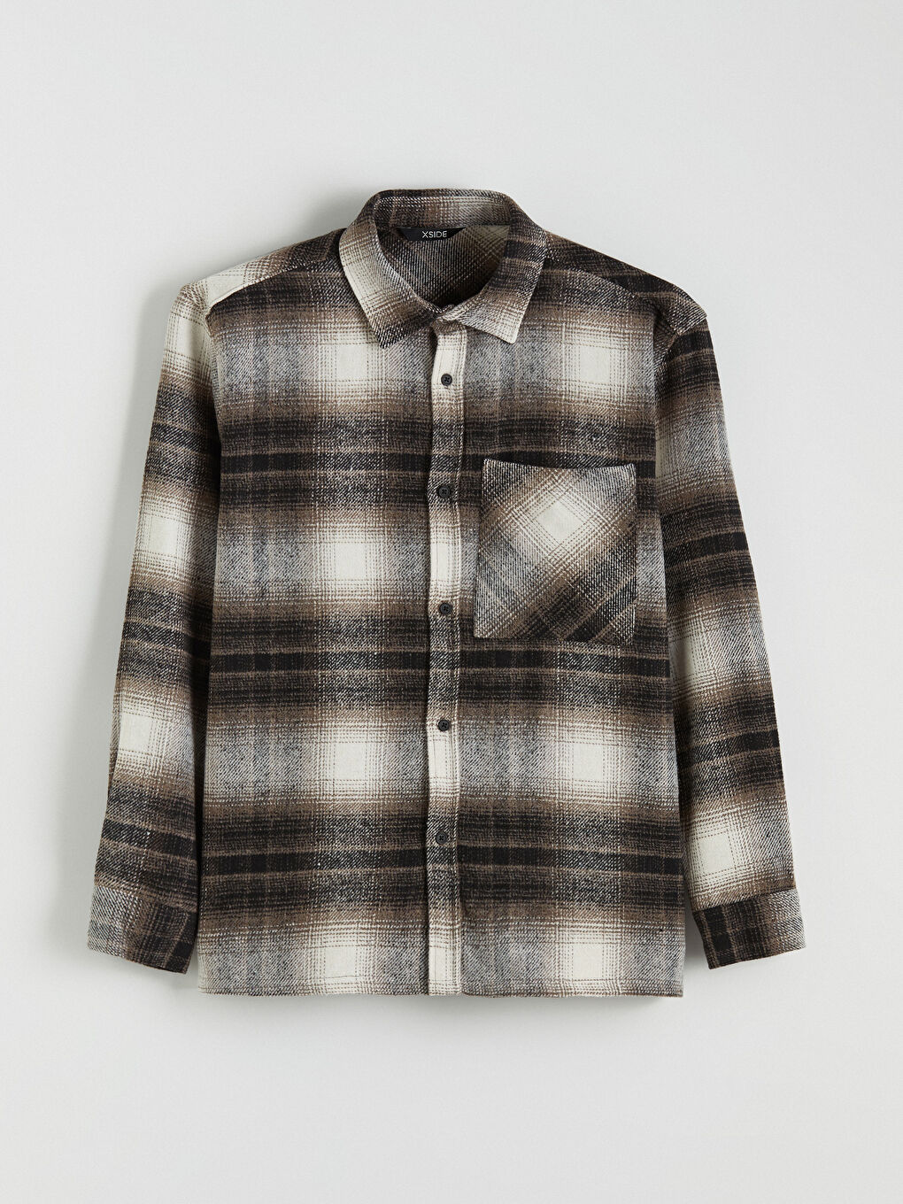 Relaxed Fit Long Sleeve Plaid Men's Flannel Shirt-4