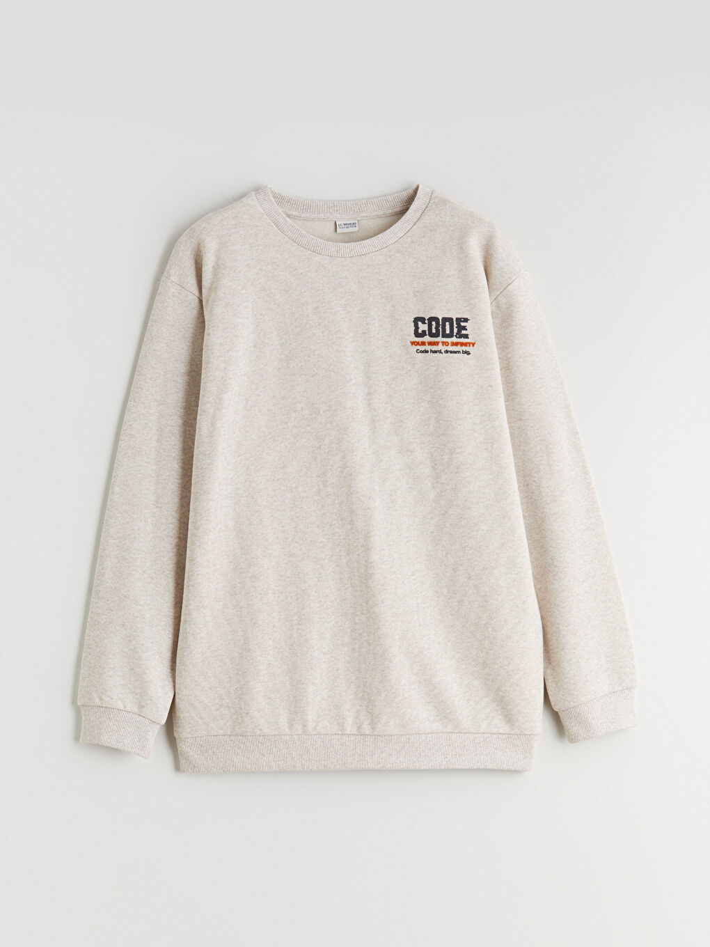 Bej Baskılı Erkek Çocuk Kalın Sweatshirt-3