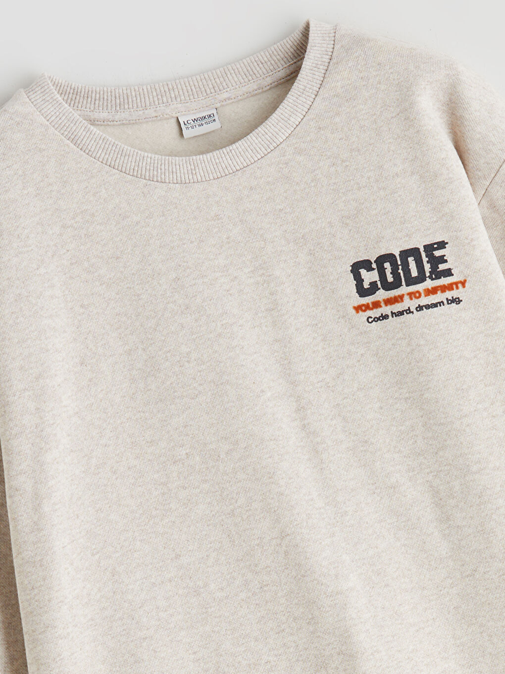 Bej Baskılı Erkek Çocuk Kalın Sweatshirt-4