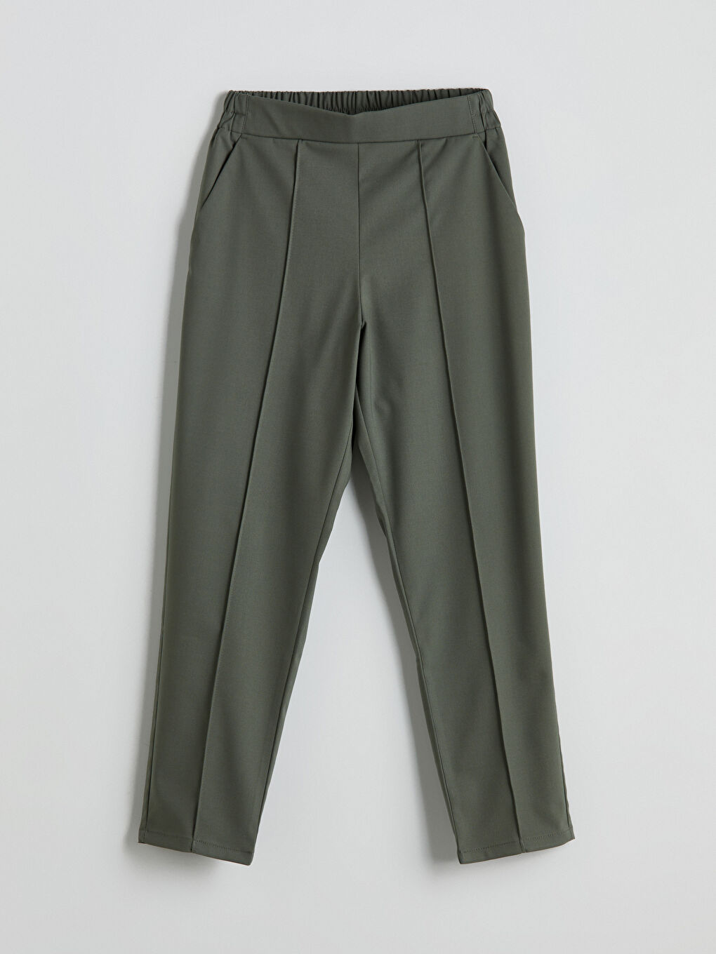 Pantalon Cigarette à Taille Élastiquée pour Femmes-8