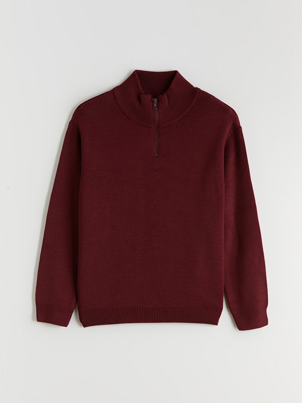 Bordo Dik Yaka Erkek Çocuk Triko Kazak-2