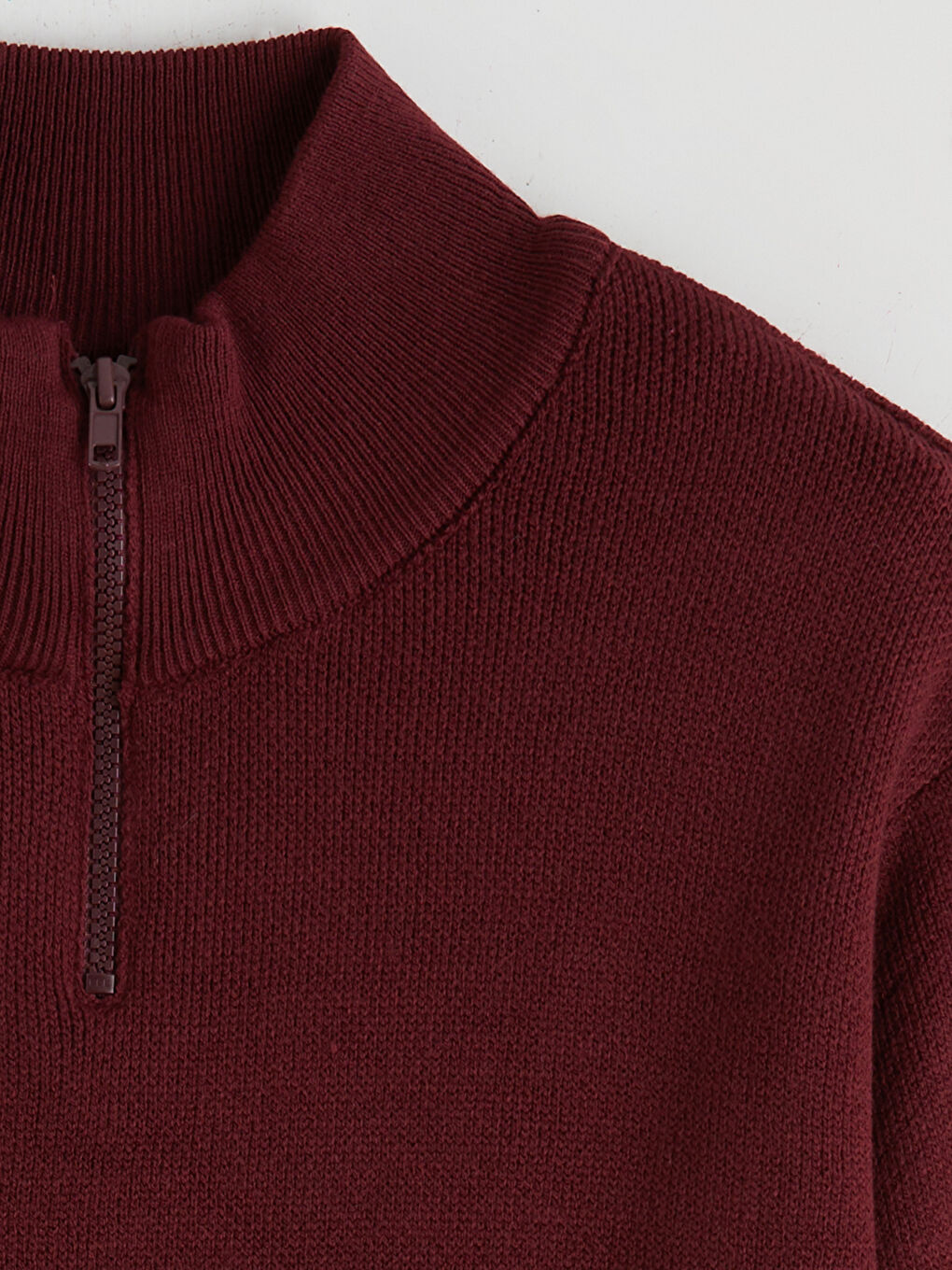 Bordo Dik Yaka Erkek Çocuk Triko Kazak-3