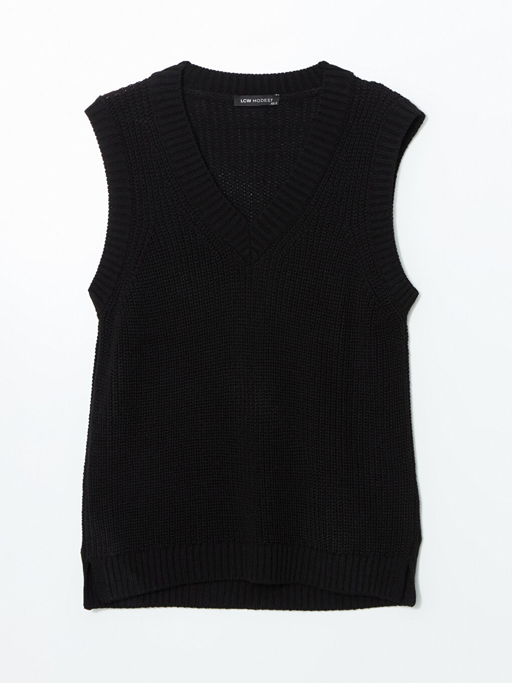 Siyah V Yaka Kadın Triko Süveter-4