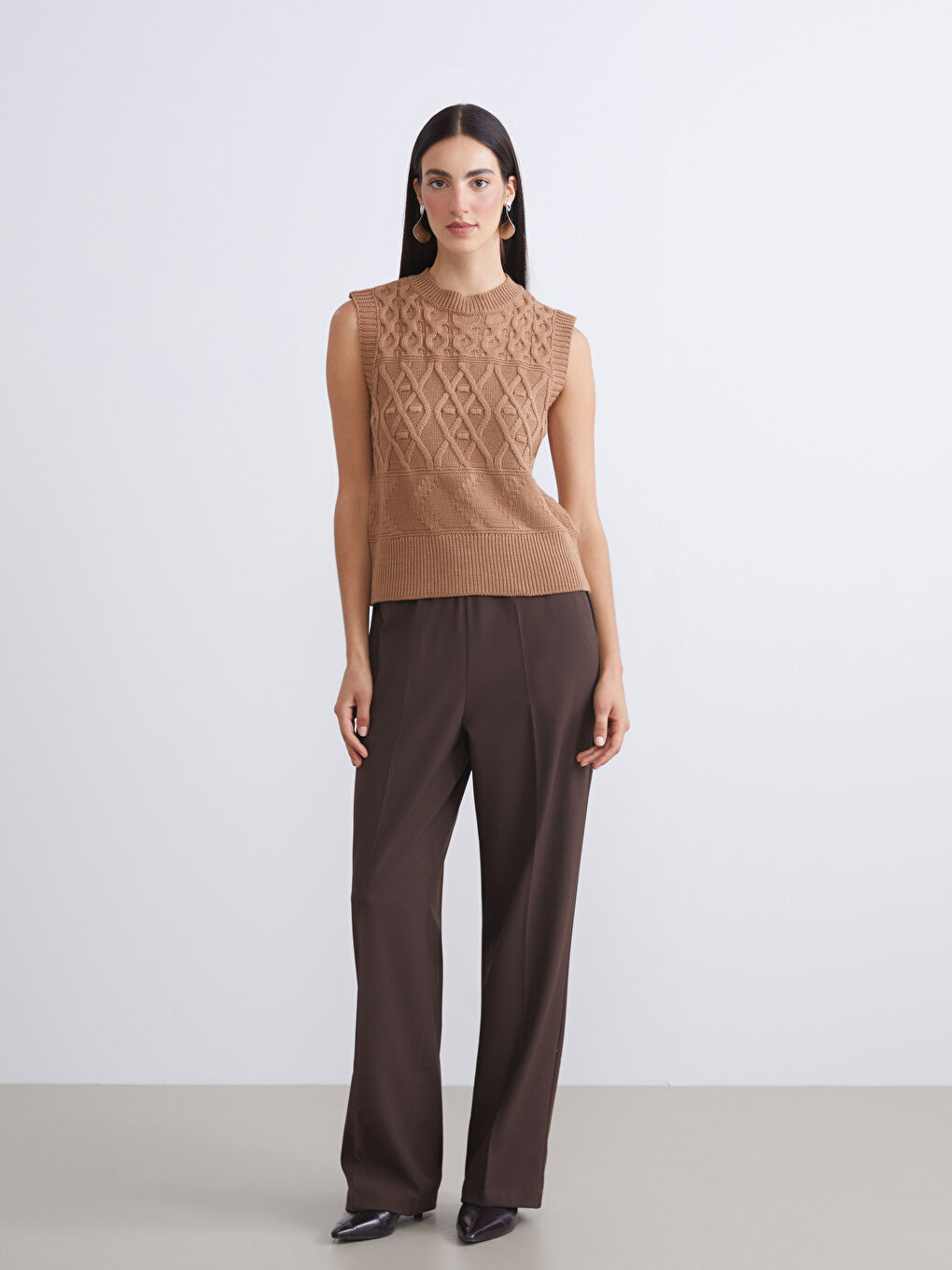 Elastic Waist Wide Leg Women's Trousers