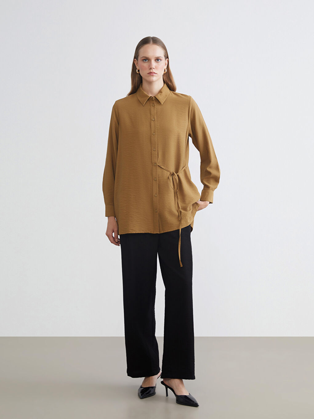 Әйелдерге арналған серпімді белдік сәбіз тәрізді пішім шалбар-1