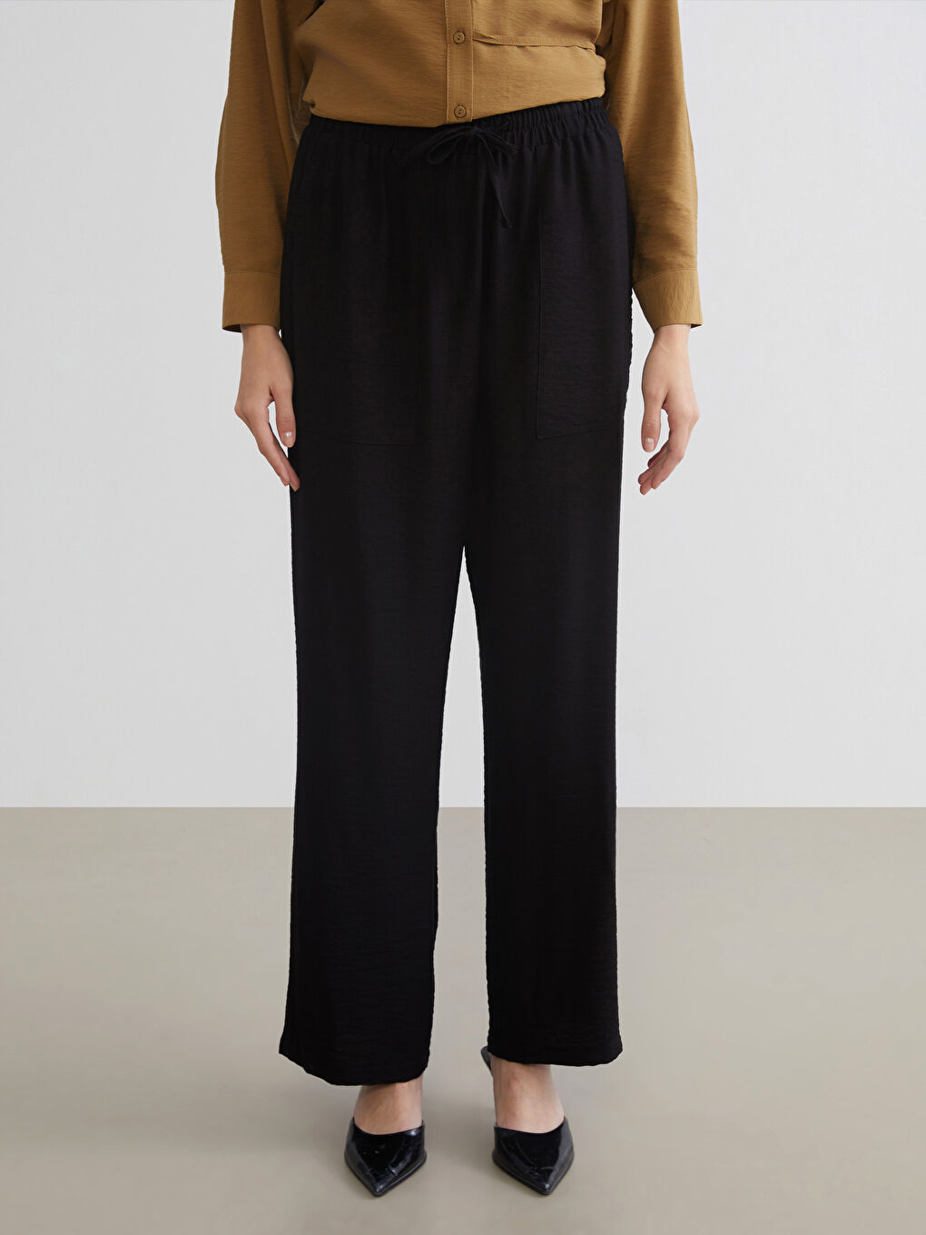 Әйелдерге арналған серпімді белдік сәбіз тәрізді пішім шалбар-2