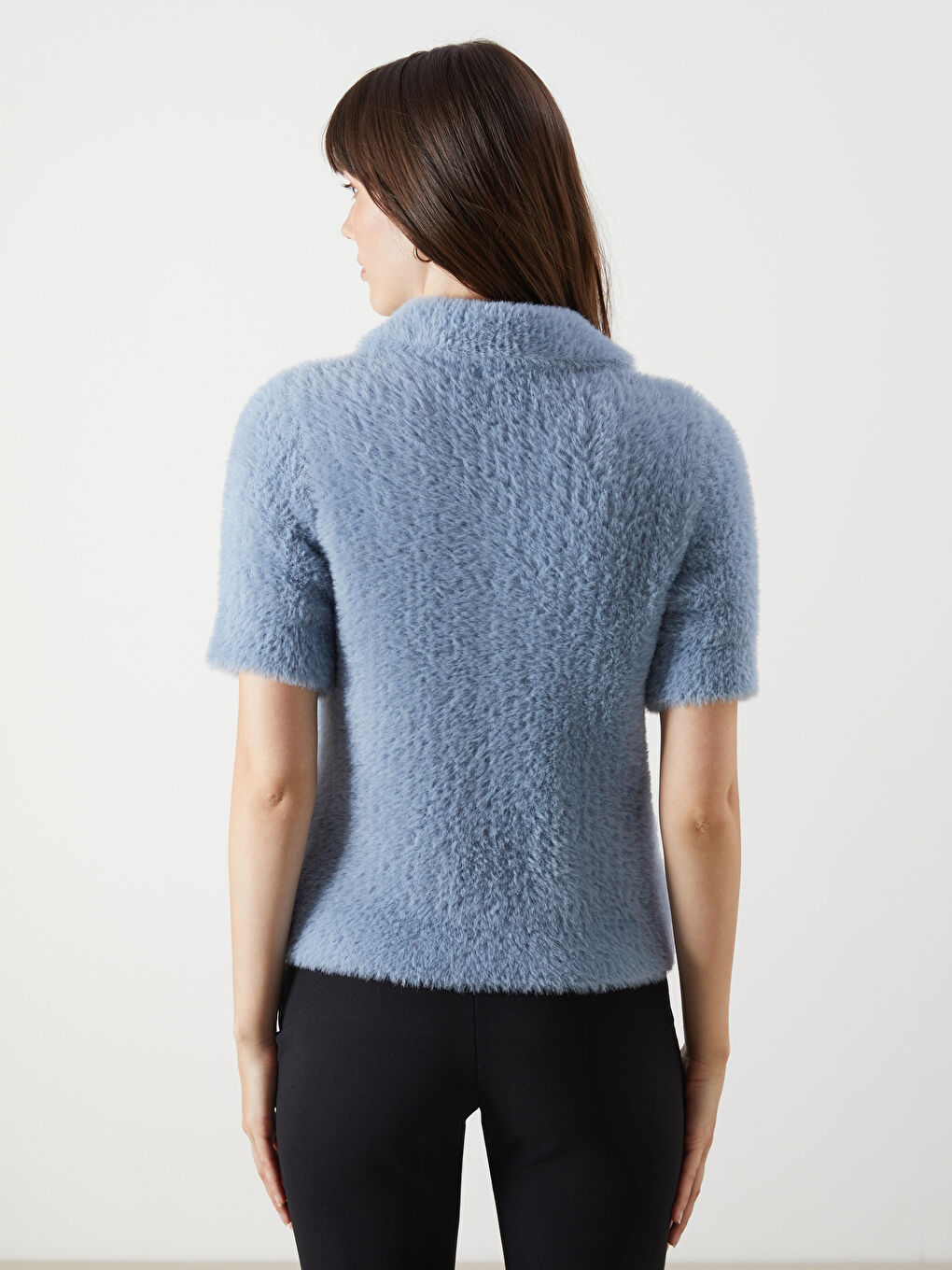 Mavi Polo Yaka Kadın Triko Kazak-3