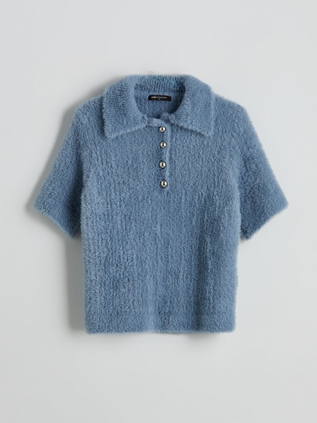 Mavi Polo Yaka Kadın Triko Kazak-4