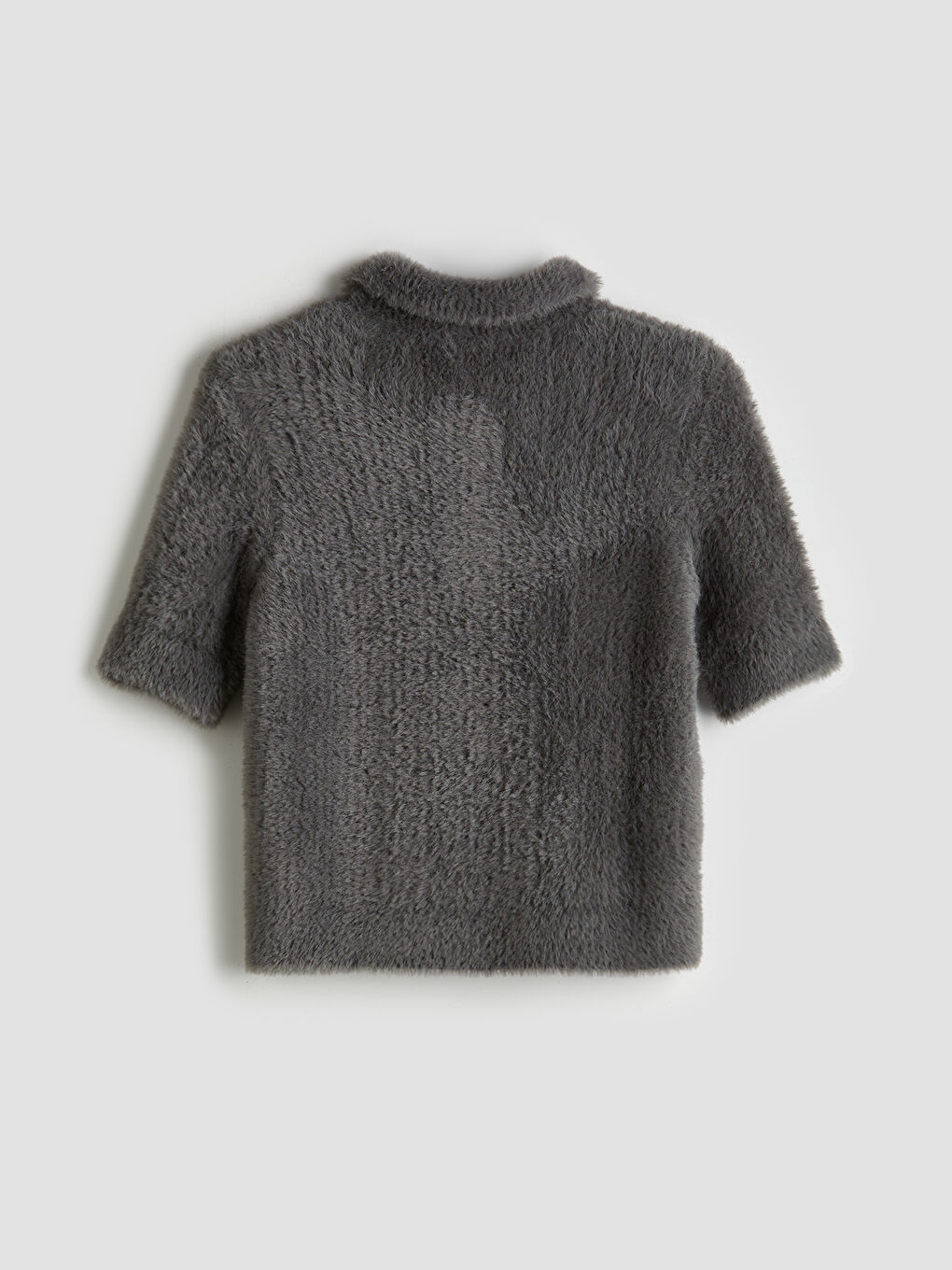 Antrasit Polo Yaka Kadın Triko Kazak-5