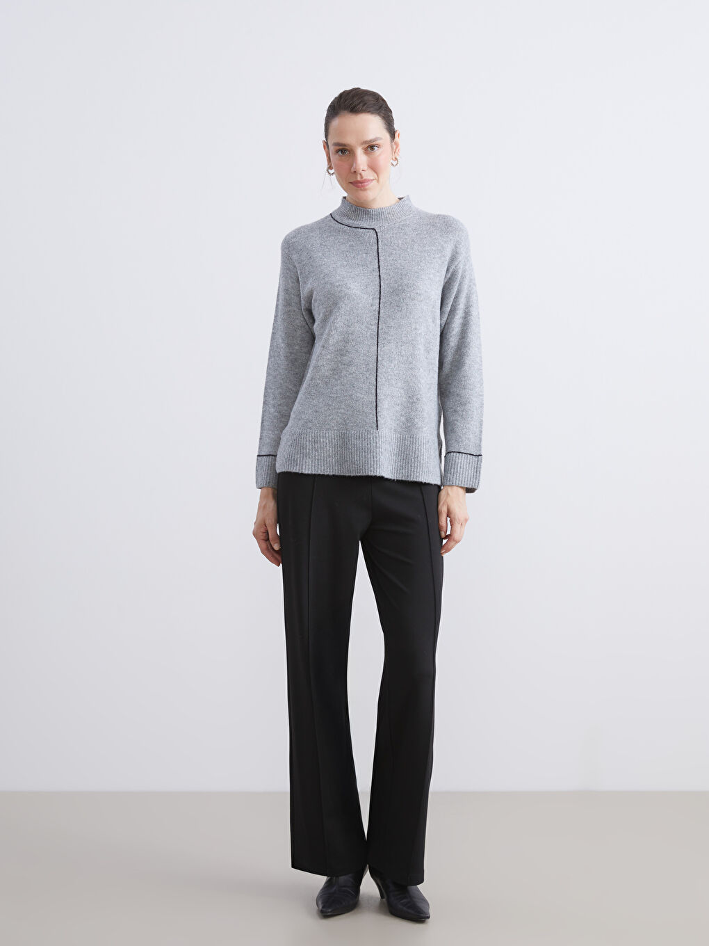 Funnel Neck Women's Knit Sweater-1