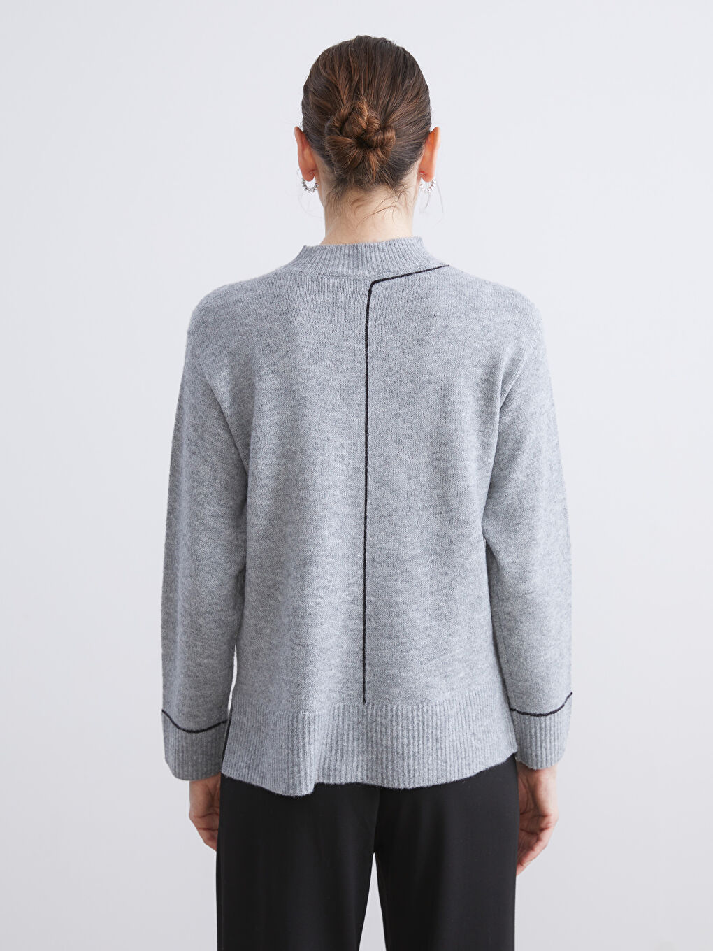 Funnel Neck Women's Knit Sweater-3