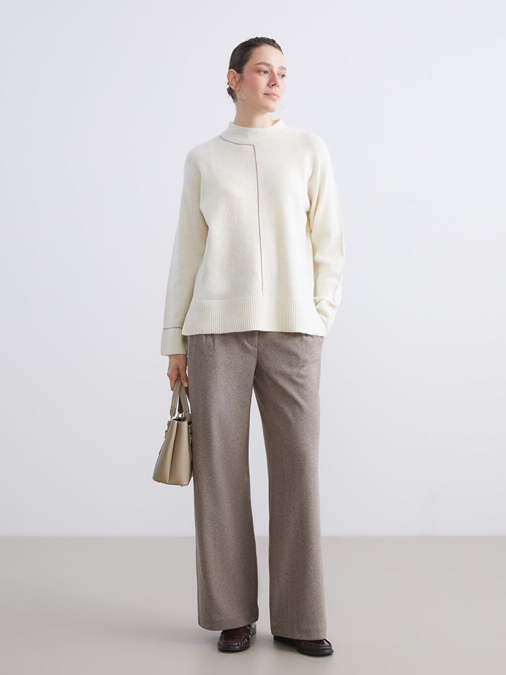 Funnel Neck Women's Knit Sweater-1