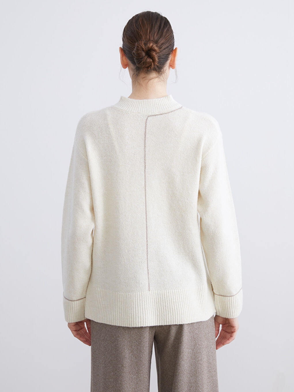 Funnel Neck Women's Knit Sweater-3