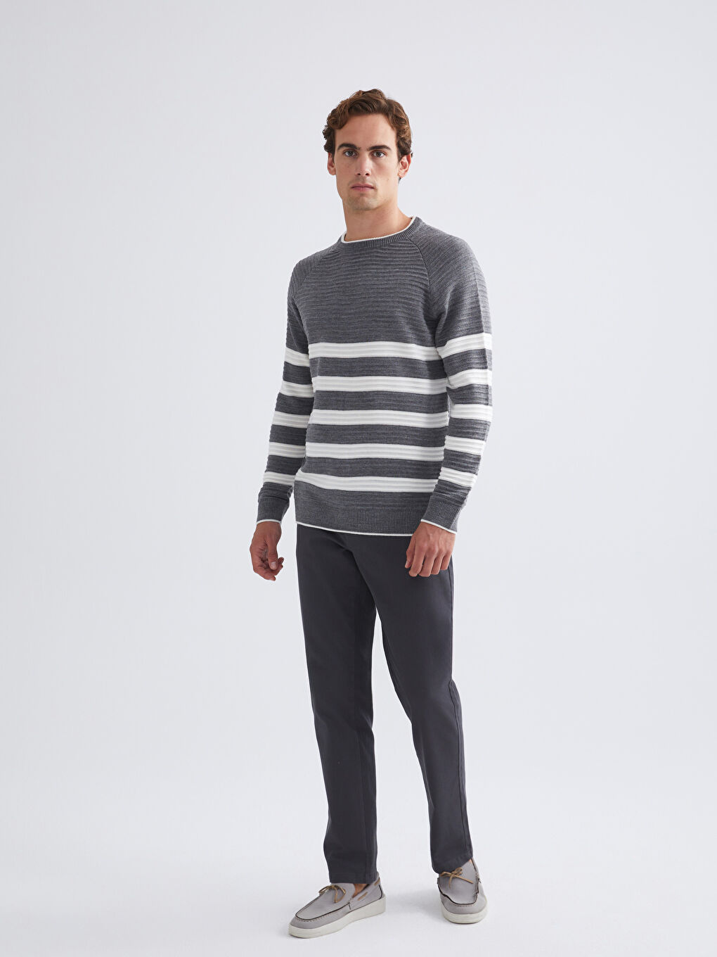 Crew Neck Striped Men's Sweater-1