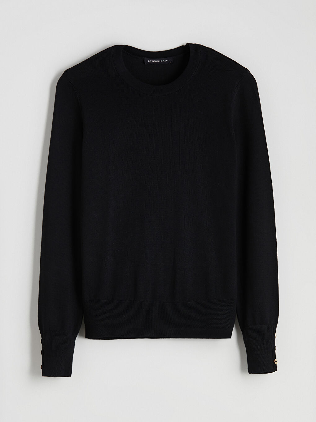 Siyah Bisiklet Yaka Kadın Triko Kazak-8