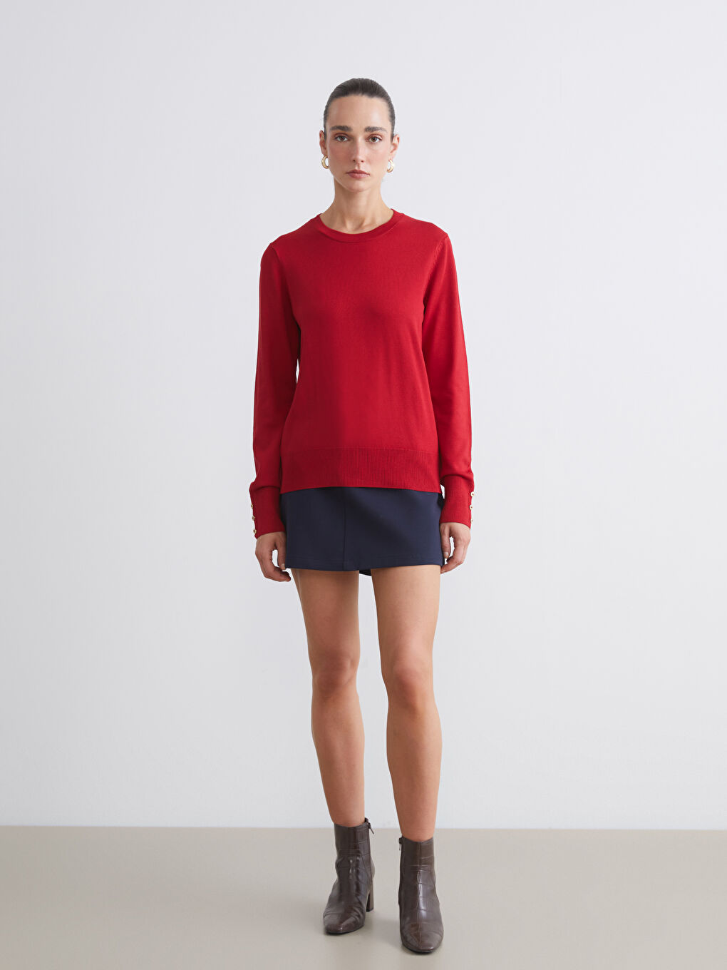 Crew Neck Women's Knitwear Sweater-2