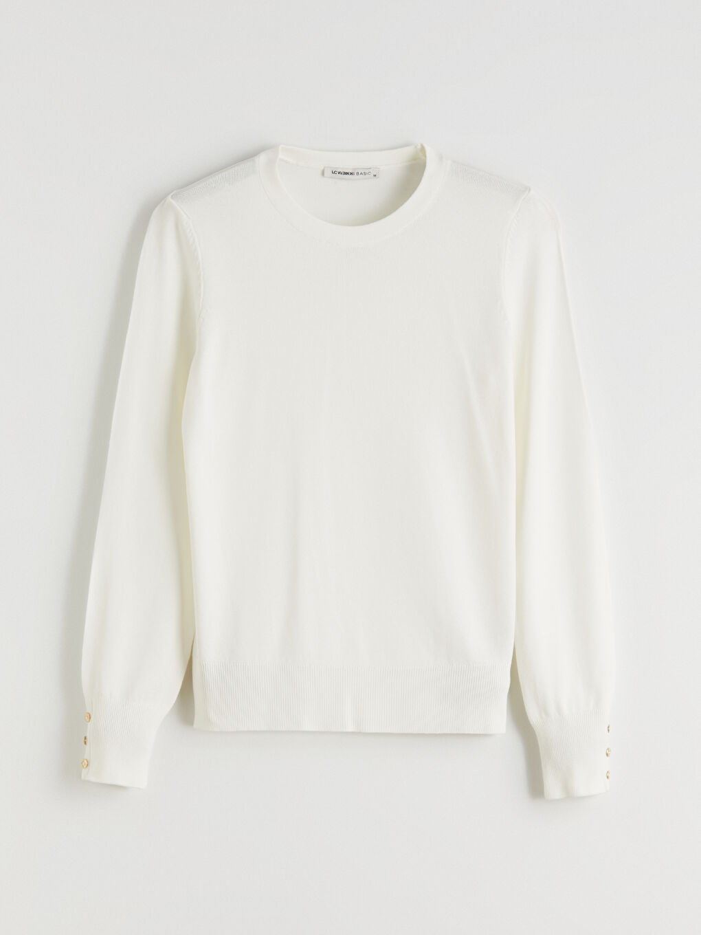 Ekru Bisiklet Yaka Kadın Triko Kazak-4