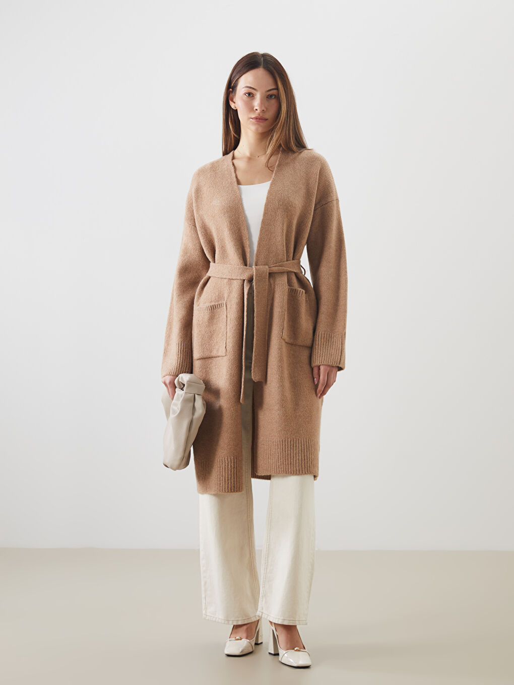 Кардиган из трикотажа с шалевым воротником для женщин-1