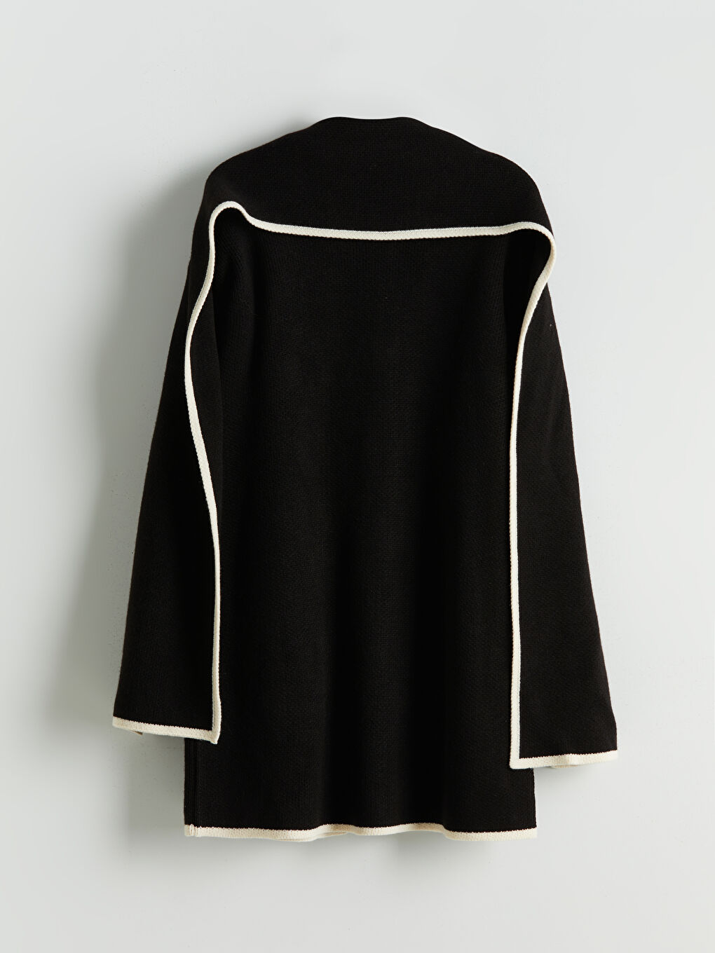 Siyah Atkılı Oversize Kadın Triko Hırka-5