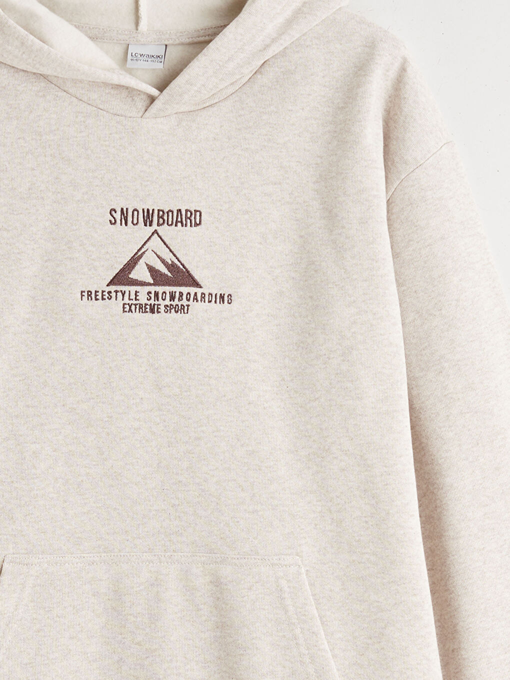 Ekru Kapüşonlu Erkek Çocuk Kalın Sweatshirt-4