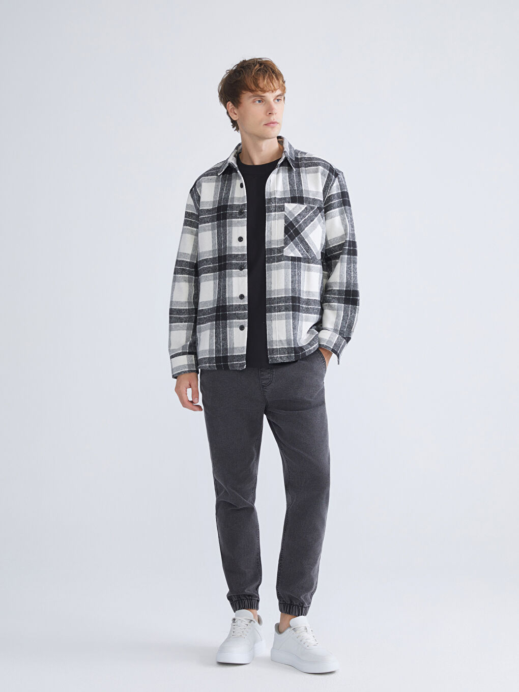 Regular Fit Long Sleeve Plaid Men's Flannel Shirt-1