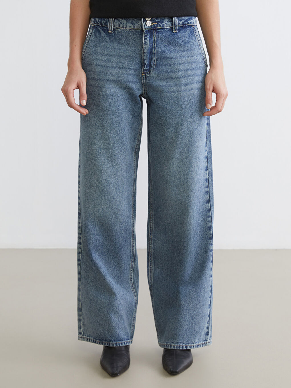 İndigo Wideleg Kadın Jean Pantolon-1