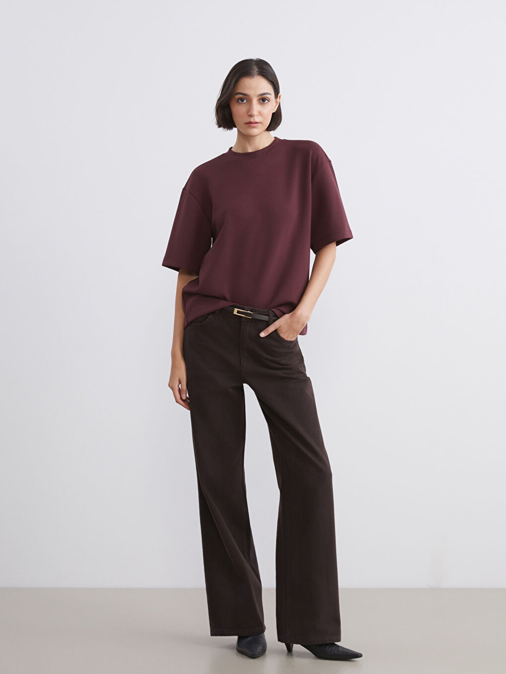 High Waisted Belted Wideleg Women's Jeans