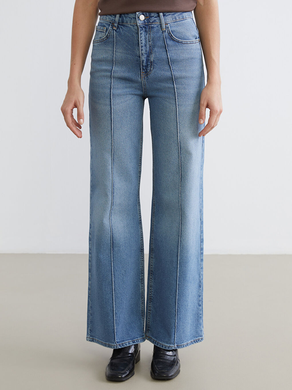 İndigo Wideleg Kadın Jean Pantolon-1