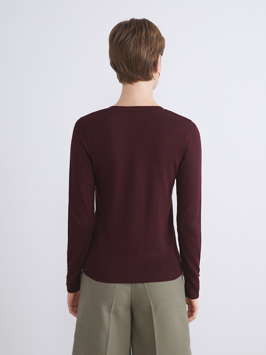 V Neck Women's Knitwear Sweater-3