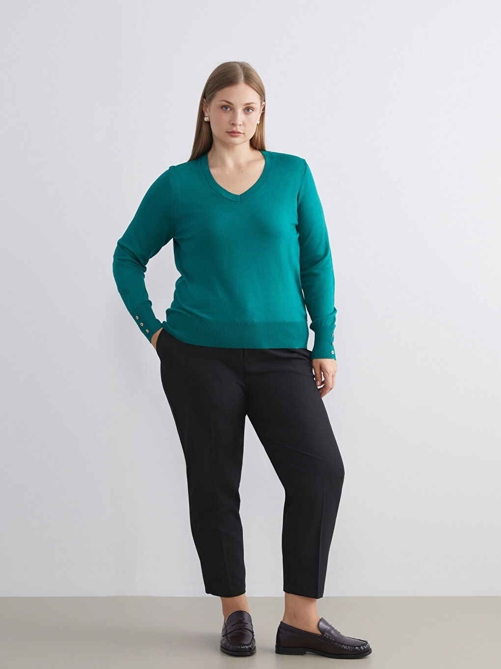 V Neck Women's Knitwear Sweater-5