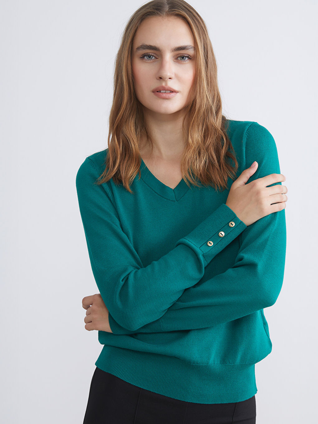 V Neck Women's Knitwear Sweater