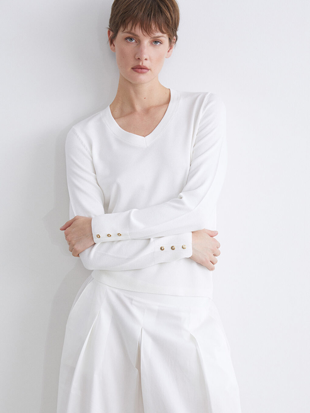 V Neck Women's Knitwear Sweater