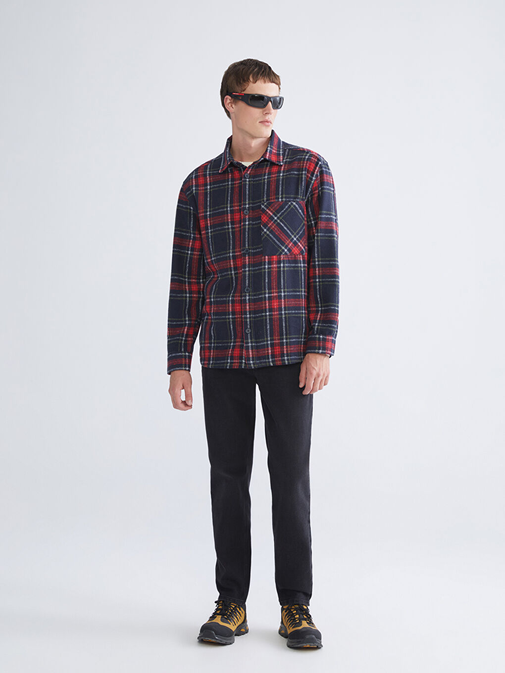 کراس فڵانێل قۆڵ درێژ چوارخانە فیتی ڕاحەت بۆ پیاوان-1