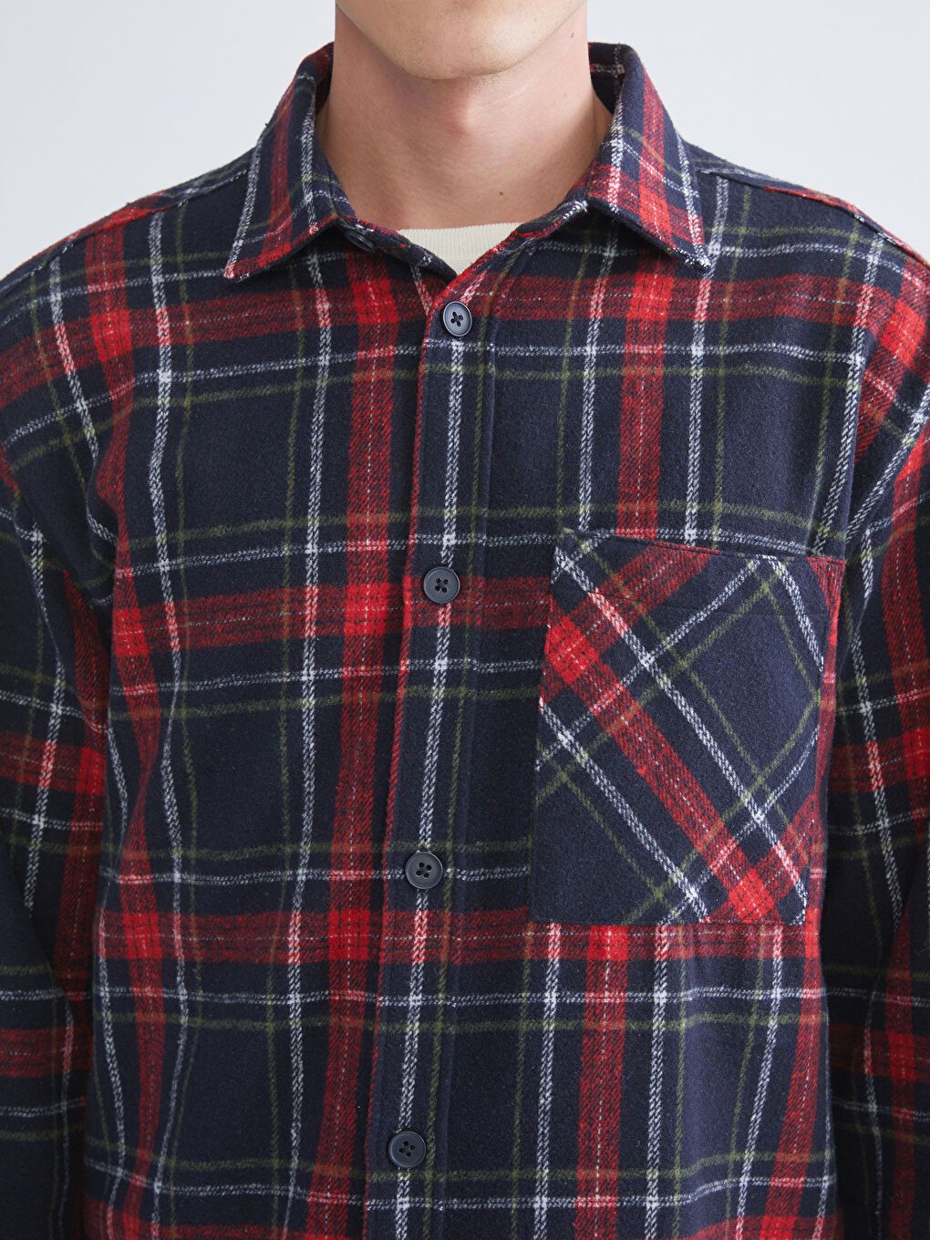 کراس فڵانێل قۆڵ درێژ چوارخانە فیتی ڕاحەت بۆ پیاوان-2