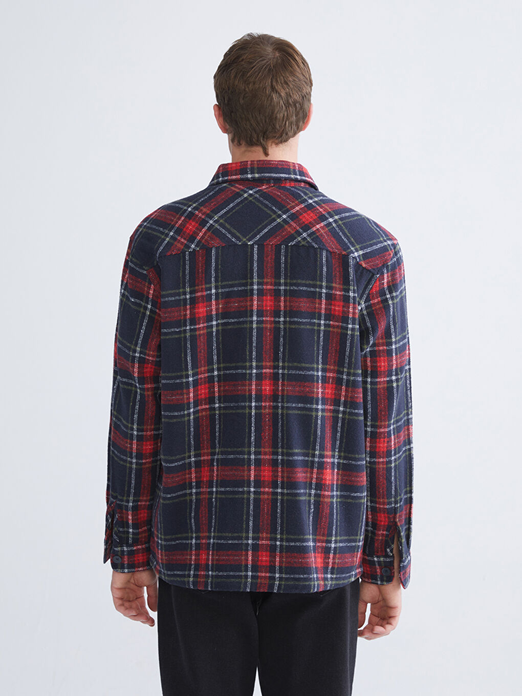 کراس فڵانێل قۆڵ درێژ چوارخانە فیتی ڕاحەت بۆ پیاوان-3