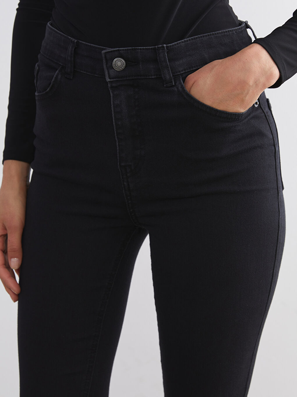 Siyah Flare Kadın Jean Pantolon-2