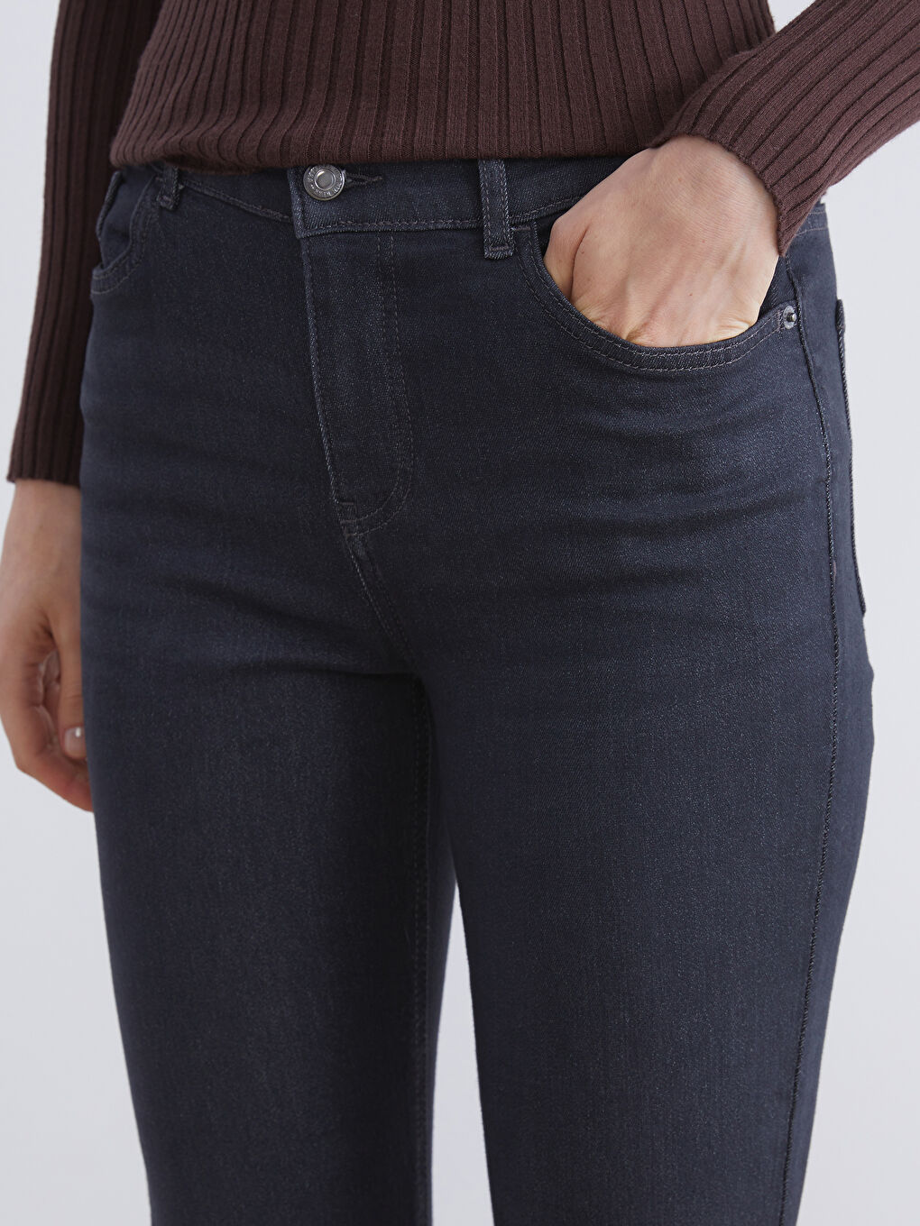 Gri Flare Kadın Jean Pantolon-5