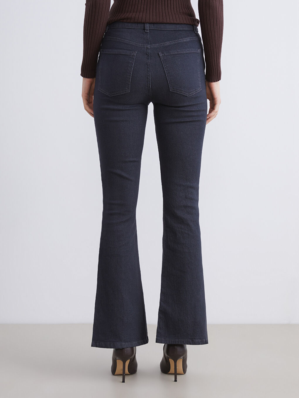 Gri Flare Kadın Jean Pantolon-7