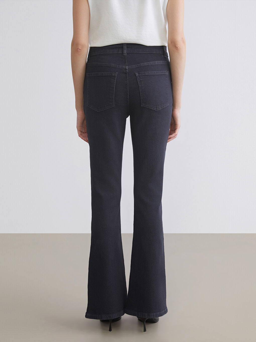 Gri Flare Kadın Jean Pantolon-6