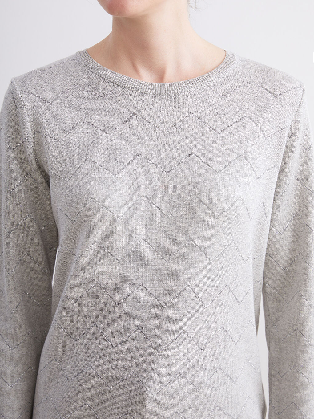 Crew Neck Striped Women's Knitwear Sweater-2