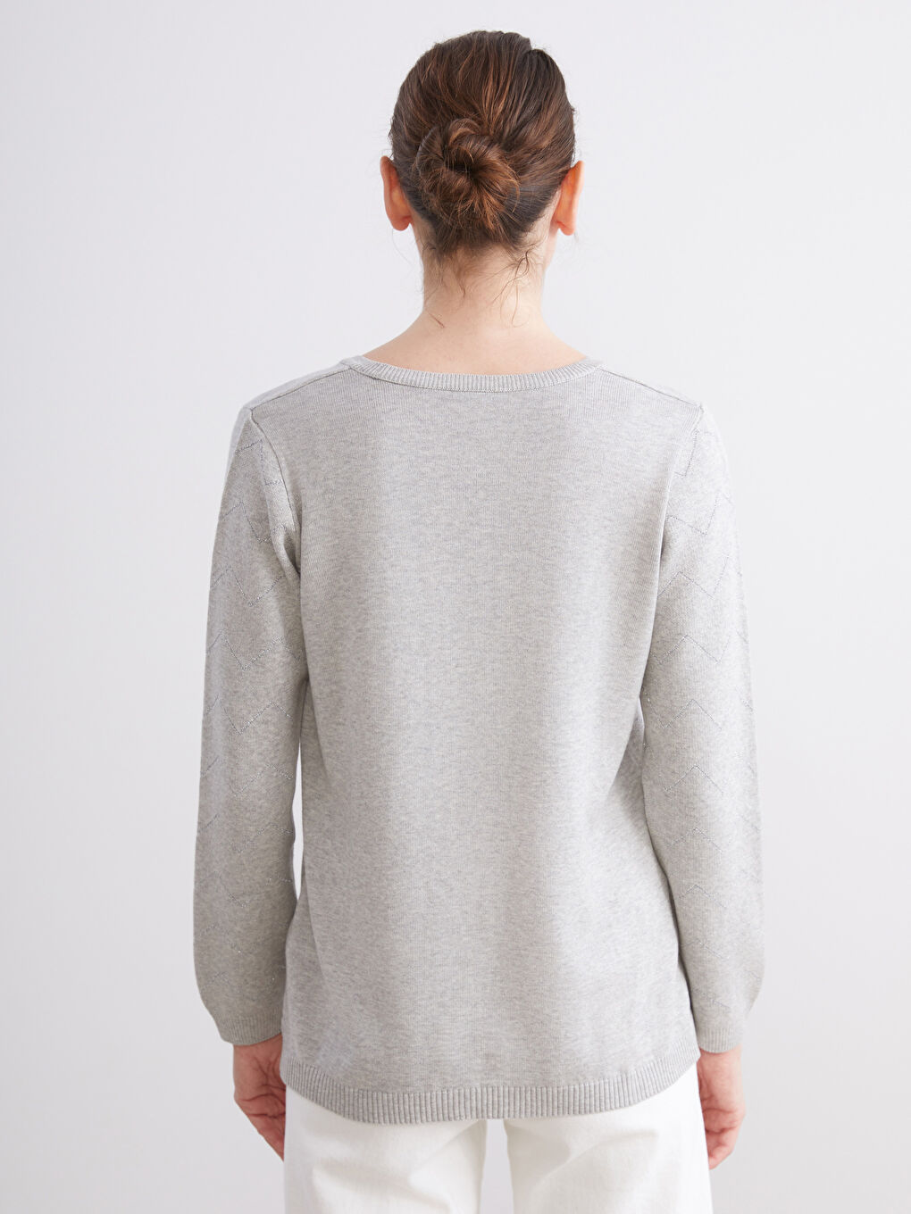 Crew Neck Striped Women's Knitwear Sweater-3
