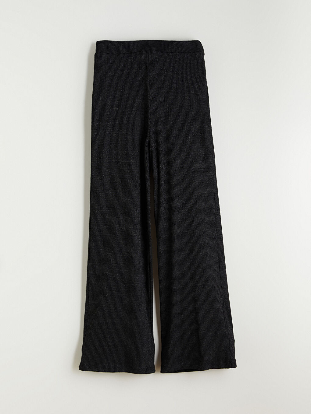 Siyah Beli Lastikli Geniş Paça Kadın Pantolon-7