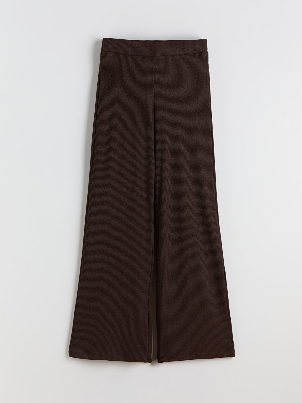 Kahverengi Beli Lastikli Geniş Paça Kadın Pantolon-4